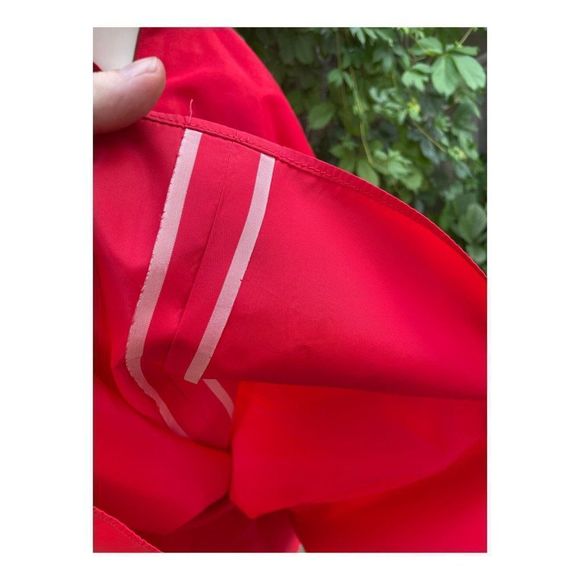 1950's Red Taffeta Ball Gown Formal New Look Surplice Neckline Flared Skirt Bone - Picture 4 of 10
